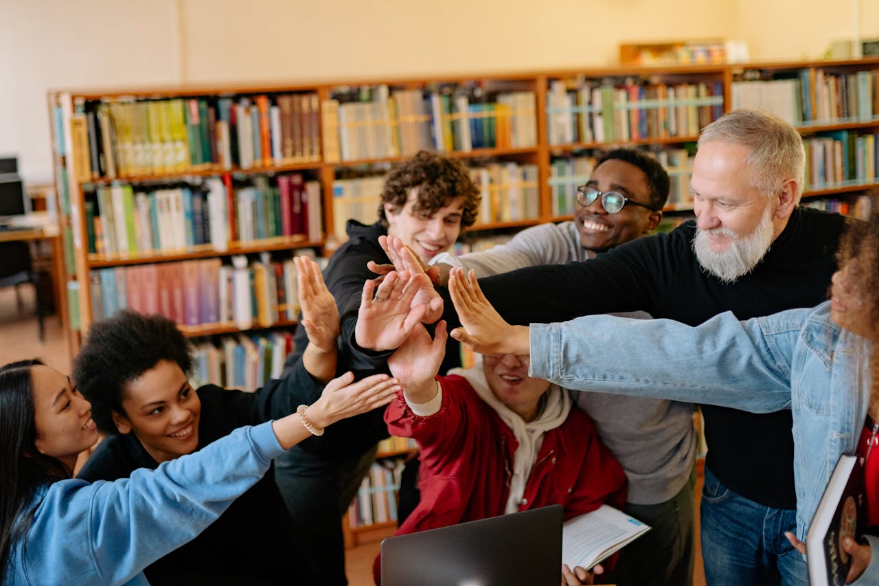 Youth high fiving