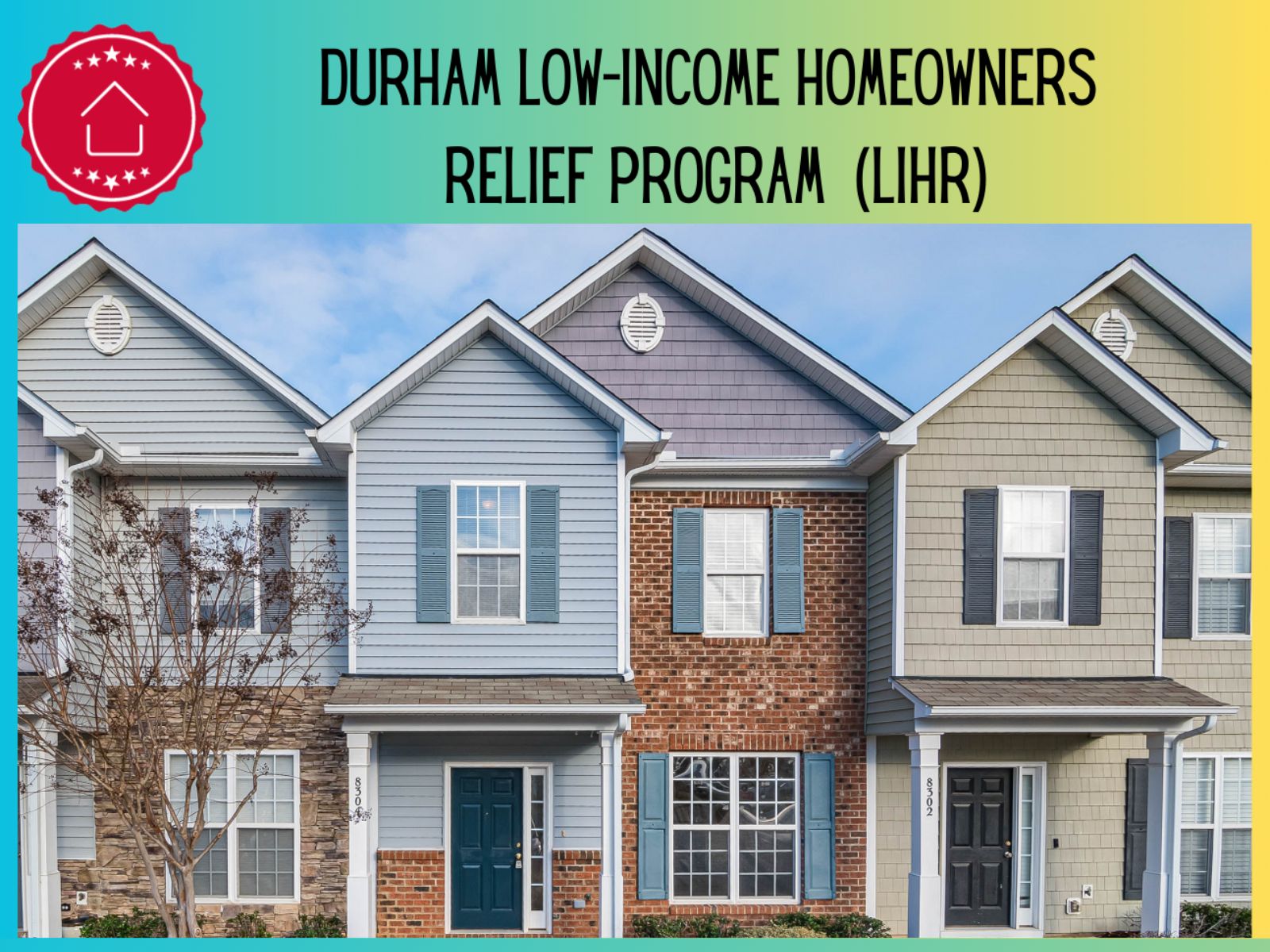 A bunch of houses with text above that reads : Low-Income Homeowners Relief Program