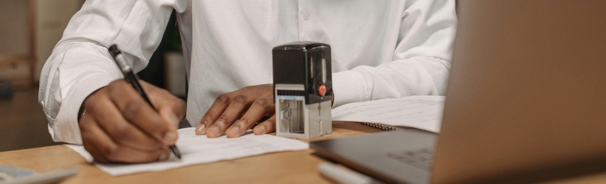 Man with notary stamp