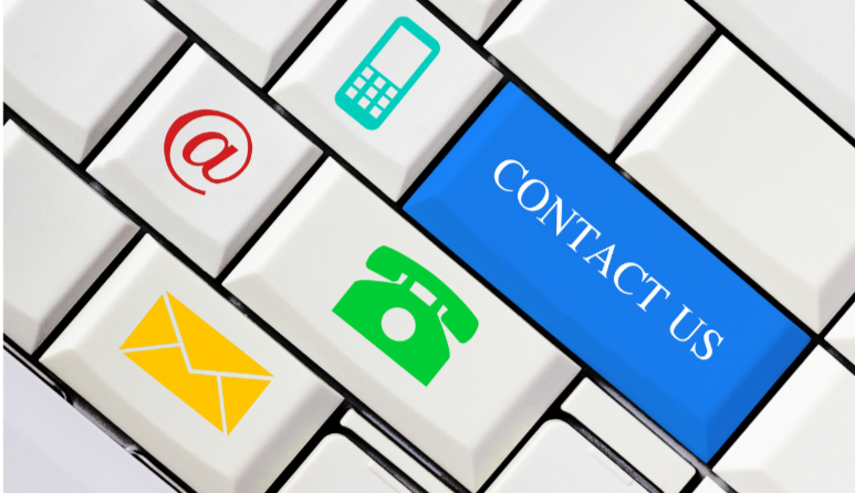 computer keyboard with contact us