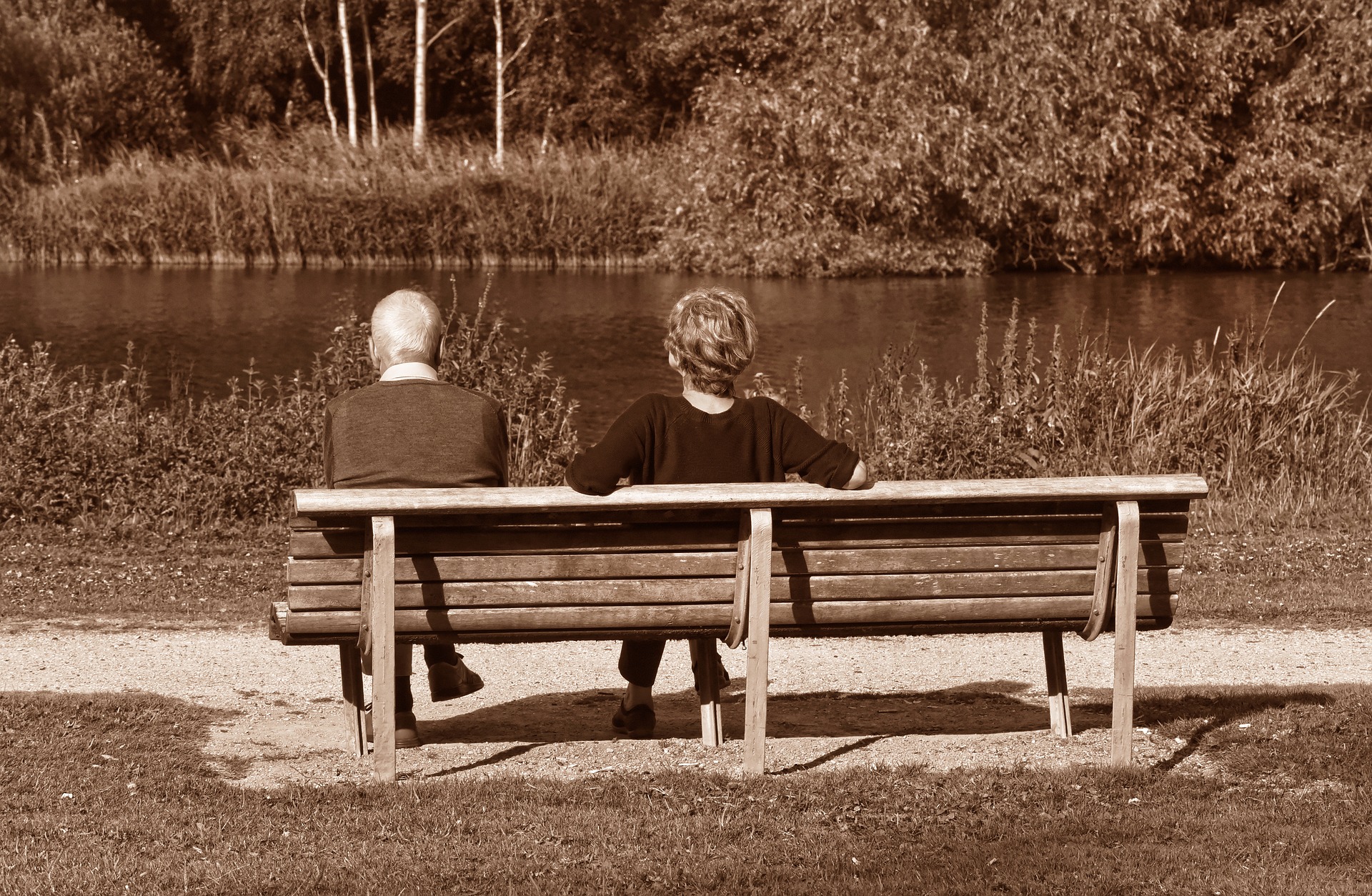 Couple on a park bench