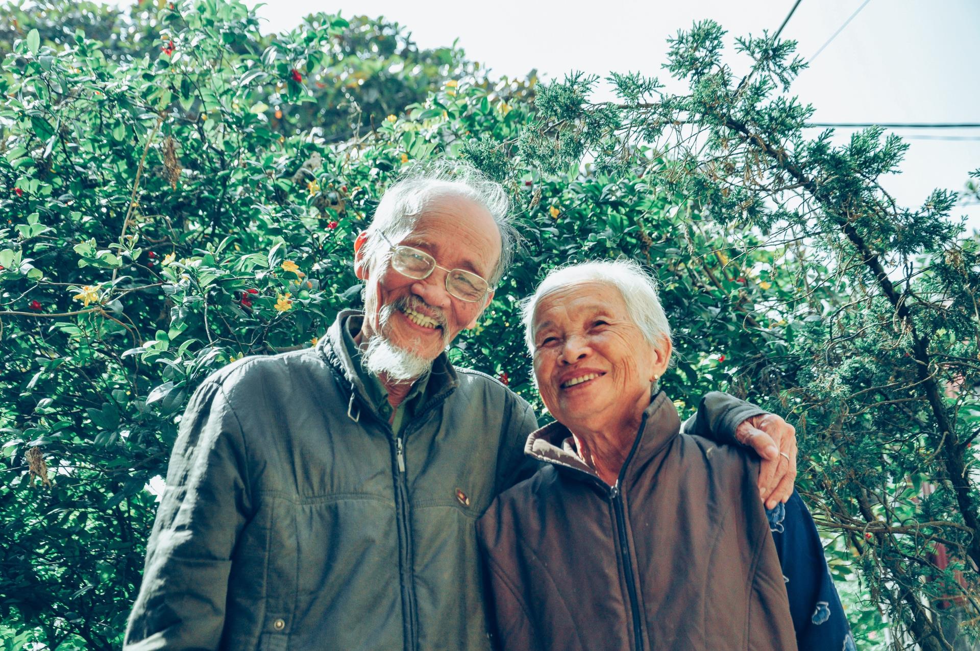 Smiling older couple