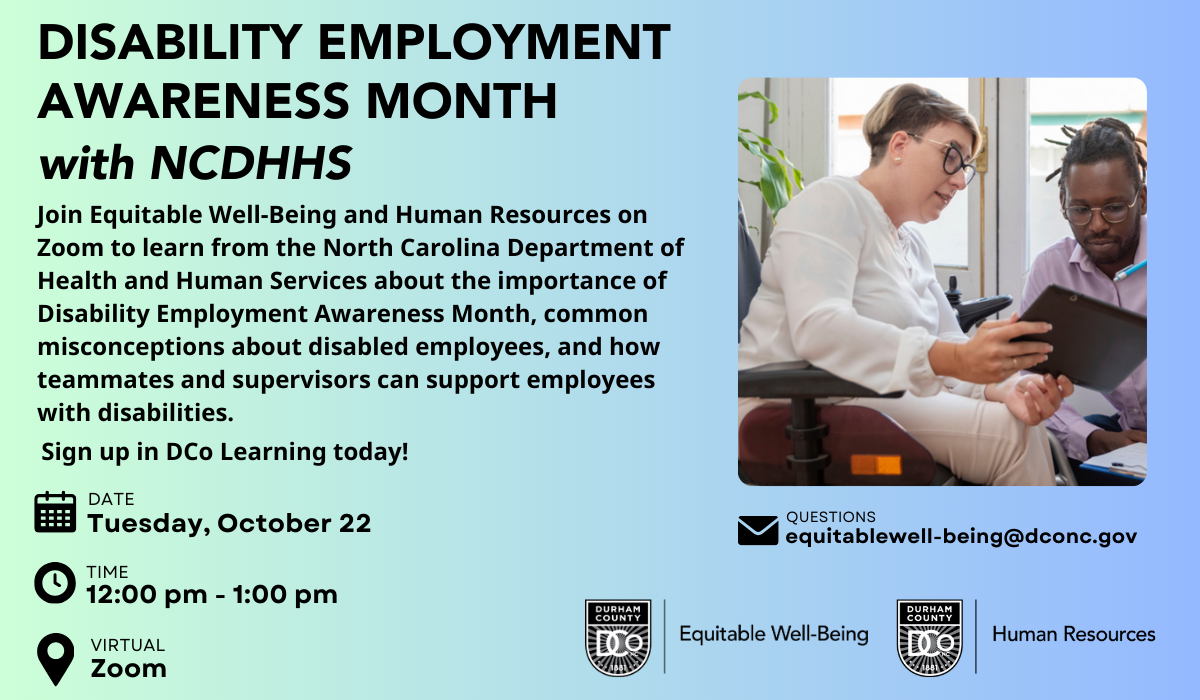 Disability Employment Awareness Month - Training with NCDHHS